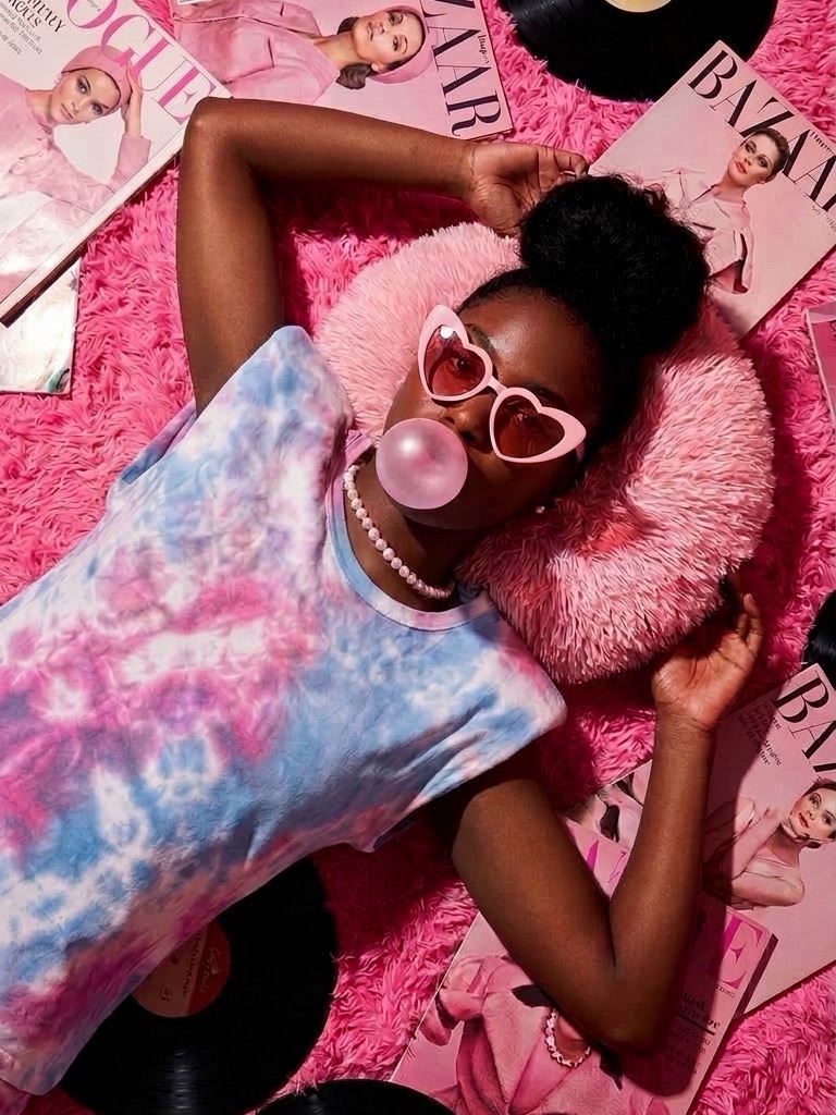 Dressed In Lala Bad Babe Tank Top Large Cotton Candy Tie Dye Shoulder Pads 2021